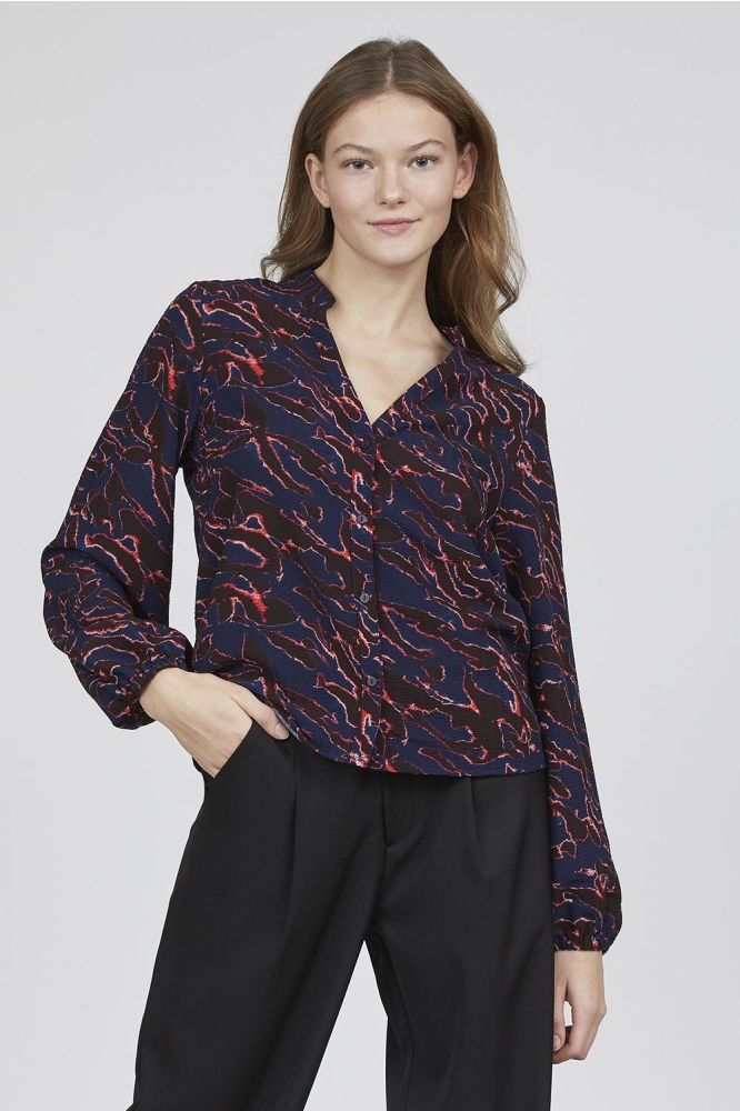 SisterS point blauwe dames blouse | Model vooraanzicht