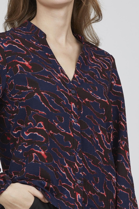 SisterS point blauwe dames blouse | Close up