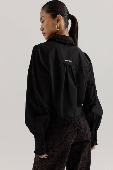 Harper & Yve zwarte dames blouse | Model achteraanzicht