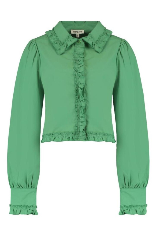 Harper & Yve groene dames blouse | Vooraanzicht