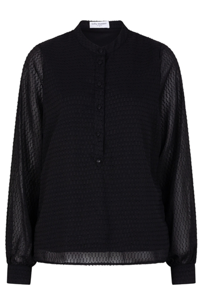Lofty Manner zwarte dames blouse | Vooraanzicht