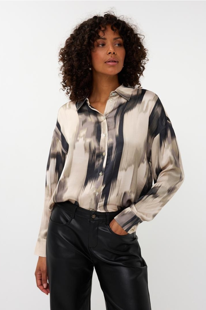 EsQualo multi color dames blouse | Model vooraanzicht