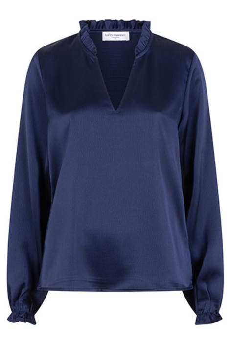Lofty Manner blauwe dames blouse | Vooraanzicht