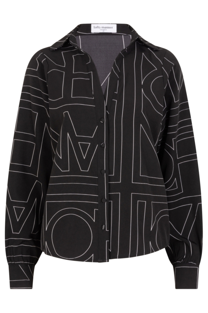 Lofty Manner zwarte dames blouse | Vooraanzicht