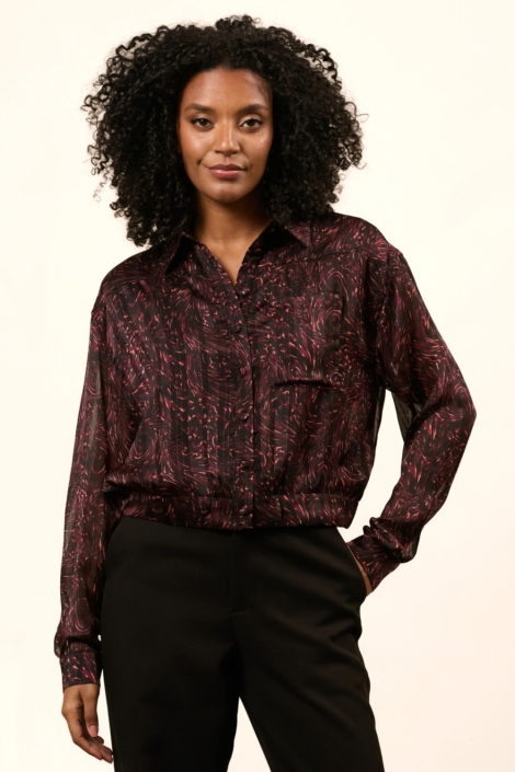 Lofty Manner zwarte dames blouse | Model vooraanzicht
