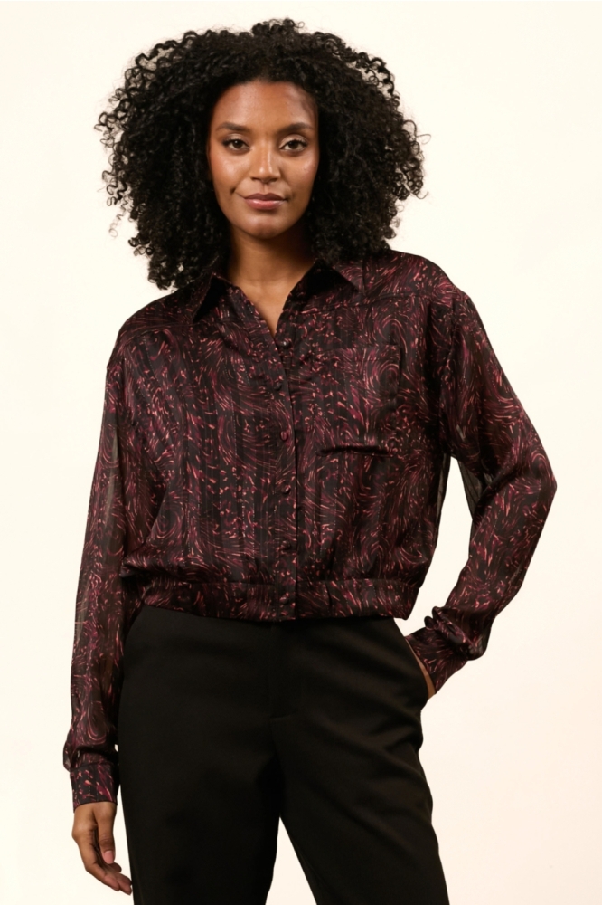 Lofty Manner zwarte dames blouse | Model vooraanzicht