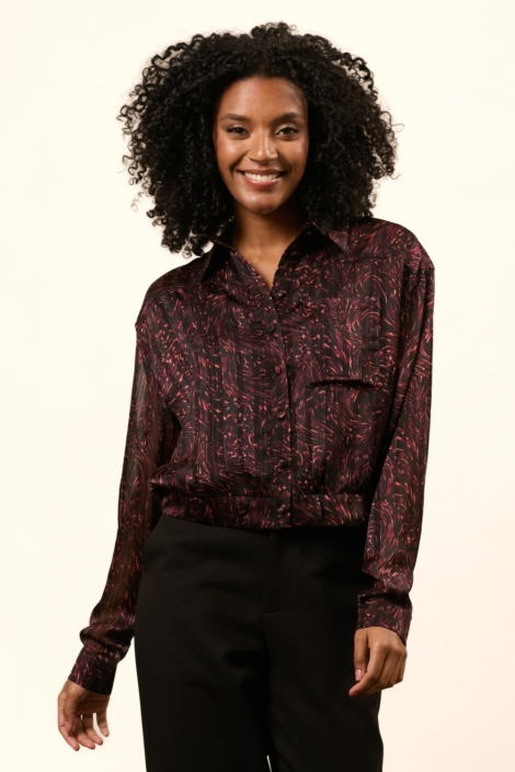 Lofty Manner zwarte dames blouse | Model vooraanzicht