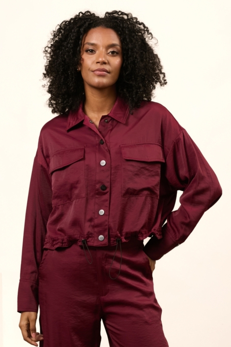 Lofty Manner bordeaux dames blouse | Model vooraanzicht