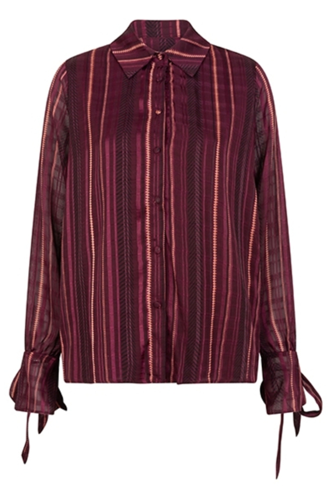 Lofty Manner bordeaux dames blouse | Vooraanzicht