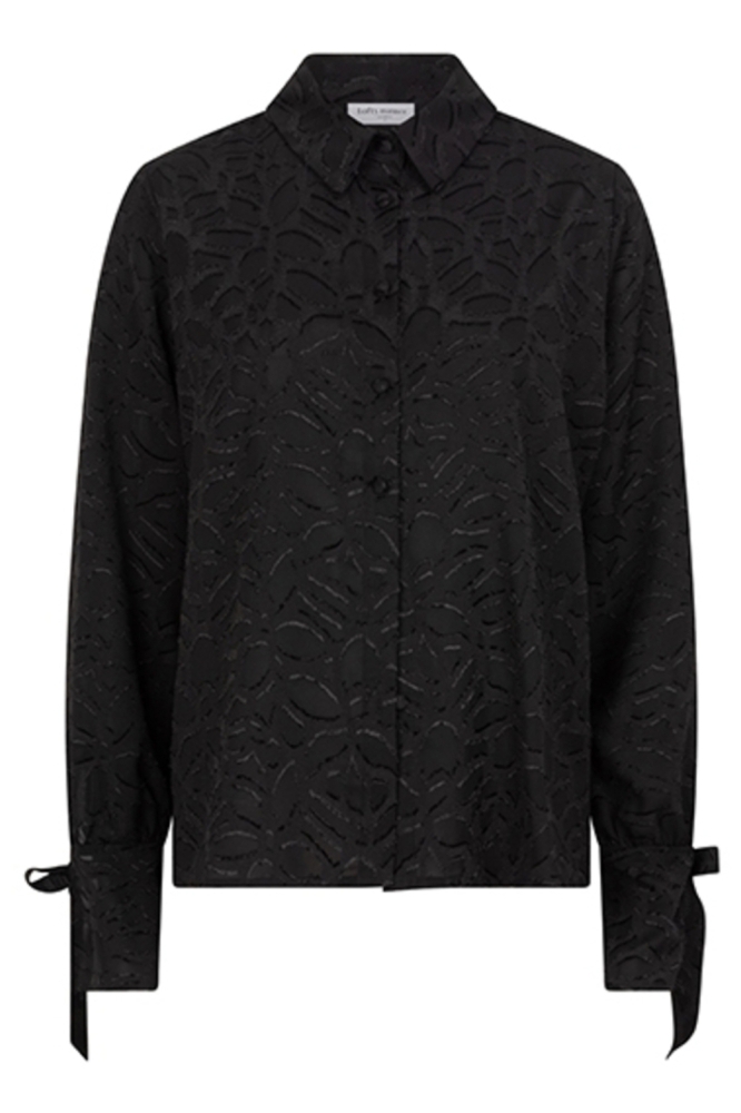 Lofty Manner zwarte dames blouse | Vooraanzicht