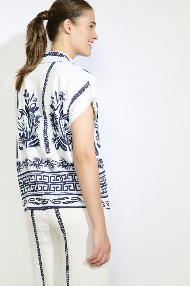 LolaLiza blauwe dames blouse | Model achteraanzicht