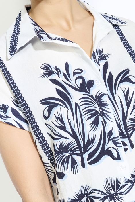LolaLiza blauwe dames blouse | Close up
