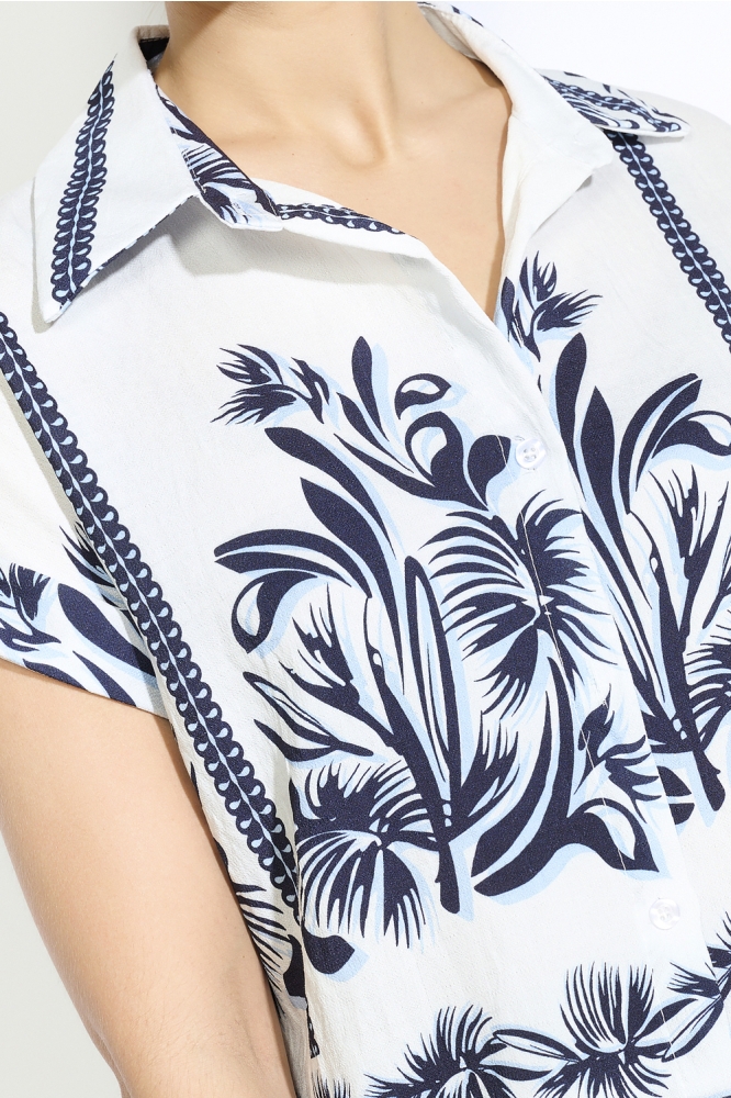 LolaLiza blauwe dames blouse | Close up