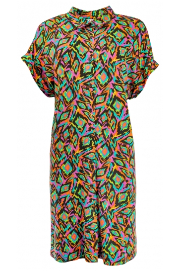 NED Jurk ANNELIE COLORFUL BLURRED 24S4 X1522 02 ANNELE BLACK COLORFUL