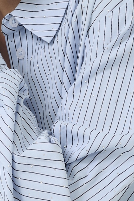 Kaffe blauwe dames blouse | Close up