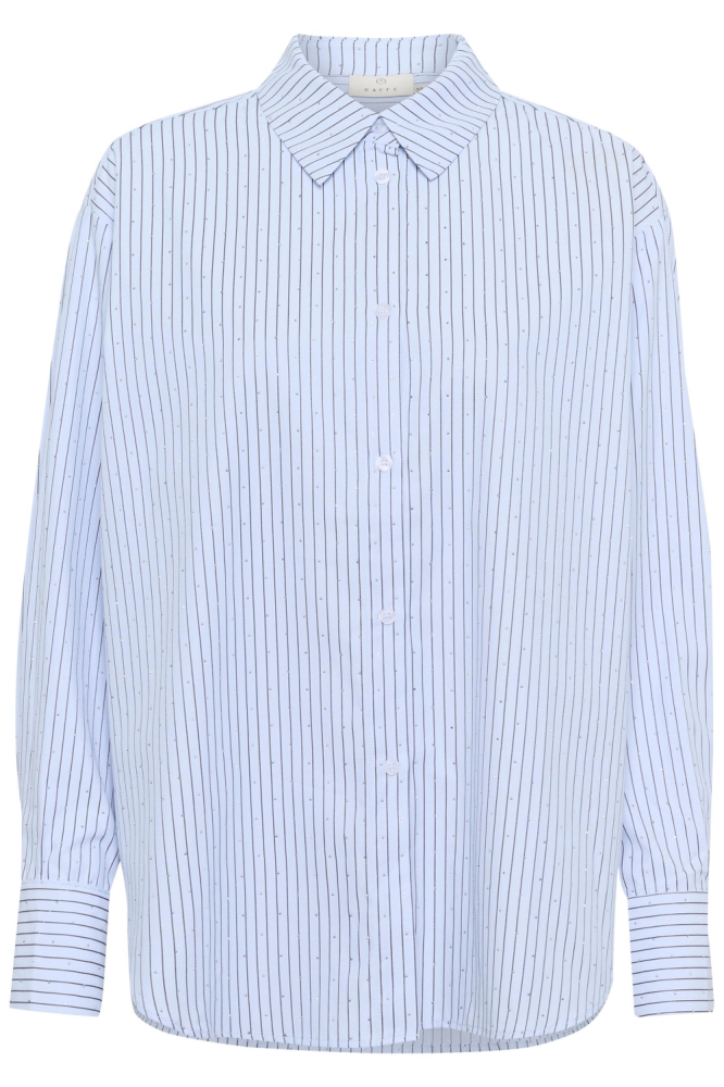 Kaffe blauwe dames blouse | Vooraanzicht