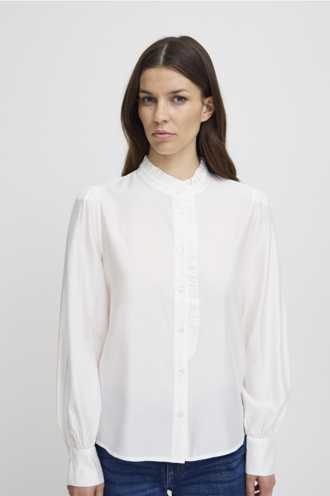 Ichi witte dames blouse | Model vooraanzicht