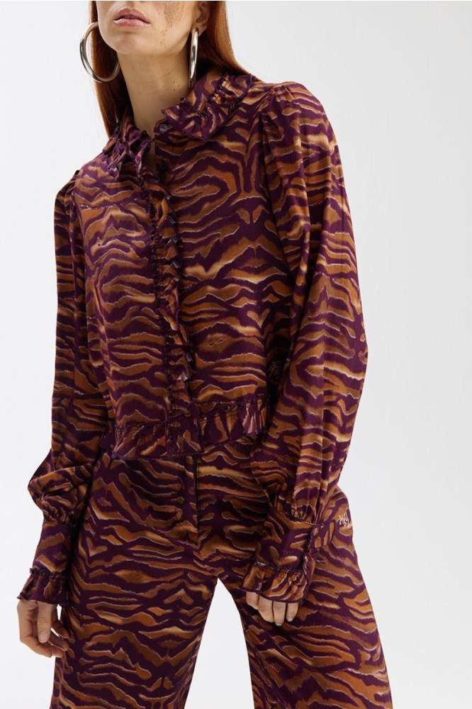 Harper & Yve paarse dames blouse | Close up