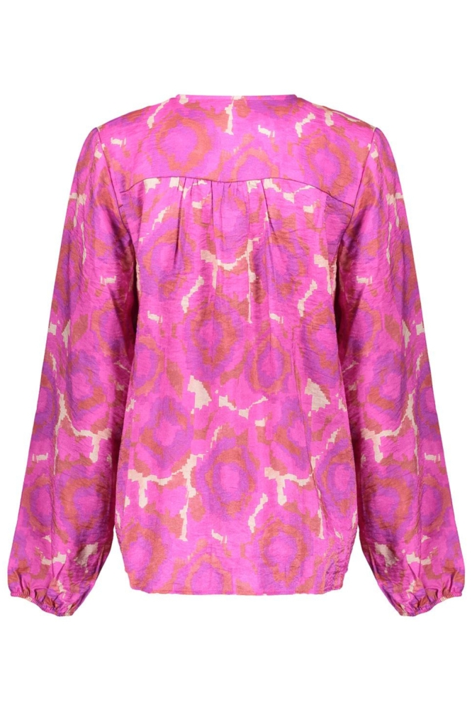 Geisha roze dames blouse | Achteraanzicht