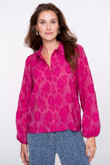 Geisha BLOUSE MET STRUCTUUR BLOEMEN 53754 20 PINK