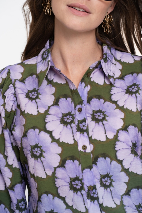 Geisha paarse dames blouse | Close up