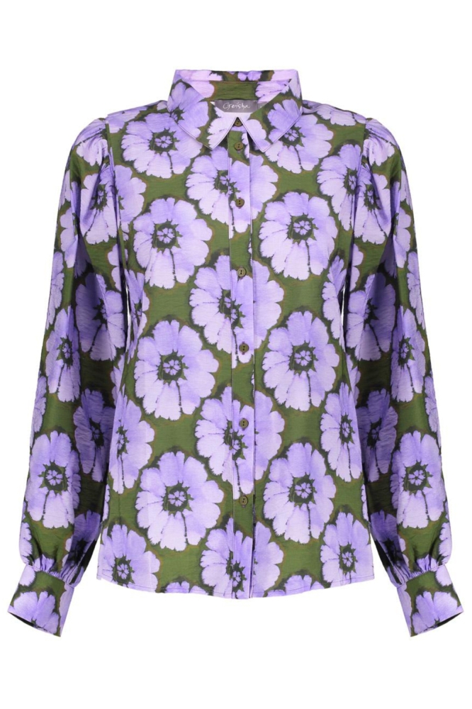 Geisha paarse dames blouse | Vooraanzicht