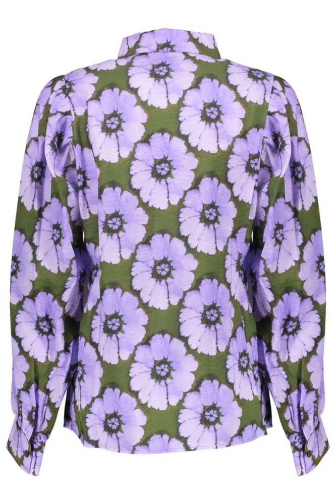 Geisha paarse dames blouse | Achteraanzicht