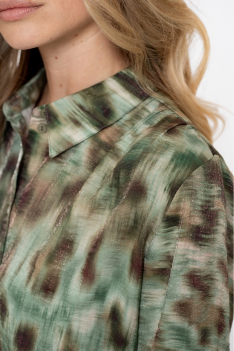 Geisha groene dames blouse | Close up