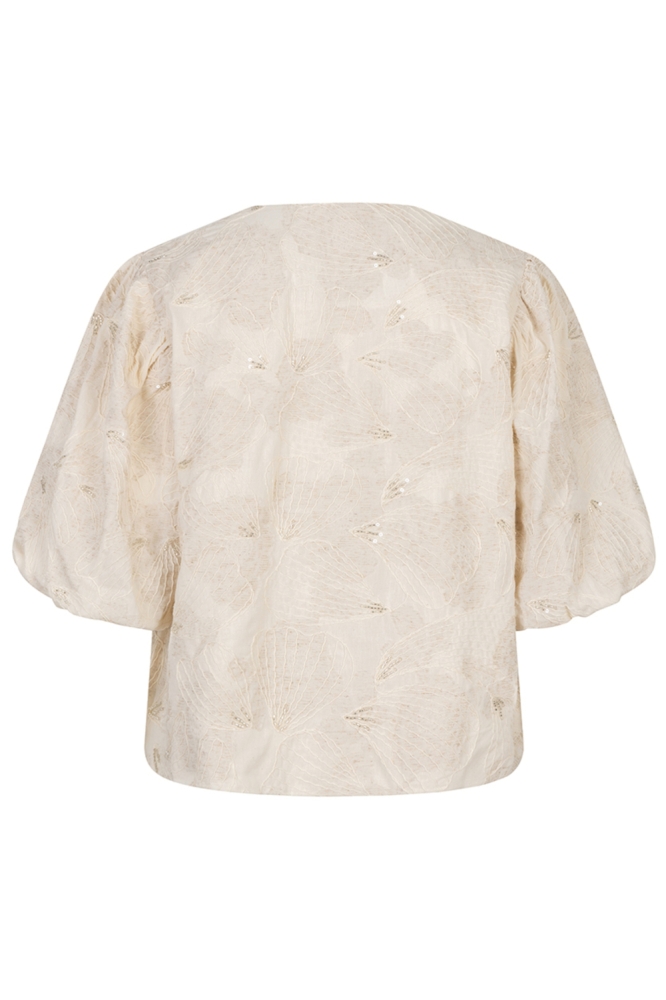EsQualo beige dames blouse | Achteraanzicht