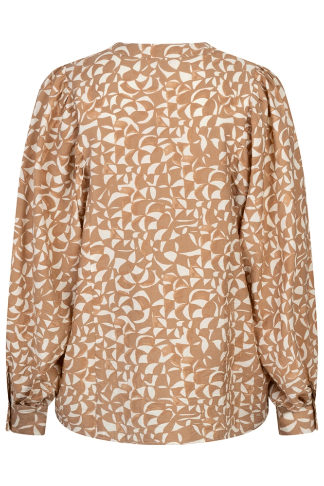 EsQualo camel dames blouse | Achteraanzicht