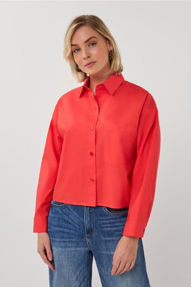 EsQualo rode dames blouse | Model vooraanzicht