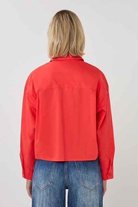 EsQualo rode dames blouse | Model achteraanzicht