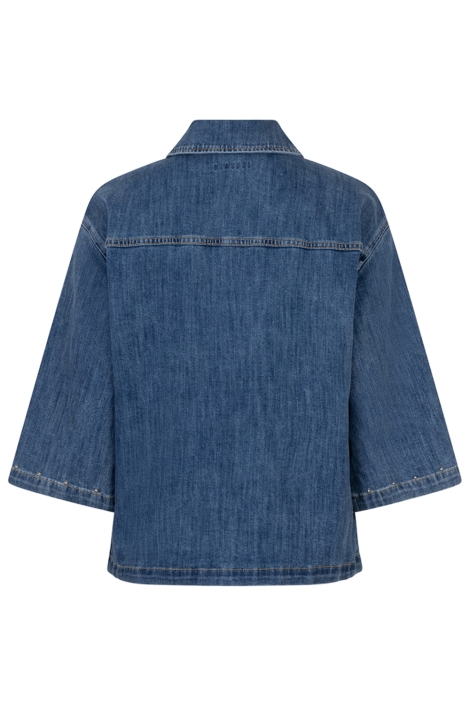 EsQualo blauwe dames blouse | Achteraanzicht