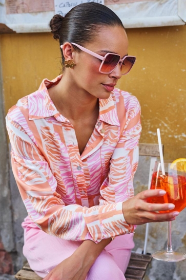 EsQualo Blouse BLOUSE DIVINE BLOCKS SP26 10030 999 print