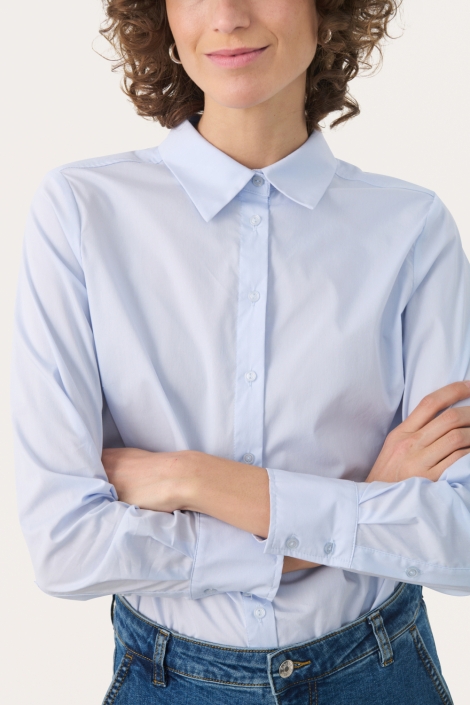 Part Two blauwe dames blouse | Model vooraanzicht