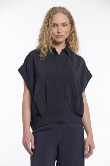 Rino & Pelle BOXY CAPSLEEVE TOP WITH PLEATS IMELA 7002621 DARK NAVY