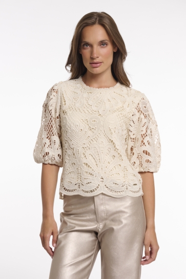Rino & Pelle short balloon sleeve top Beige