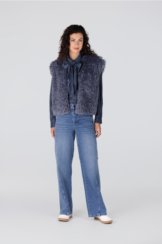 Juffrouw Jansen blauwe dames blouse | Model