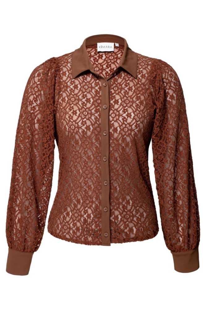 Kimara cognac dames blouse | Vooraanzicht