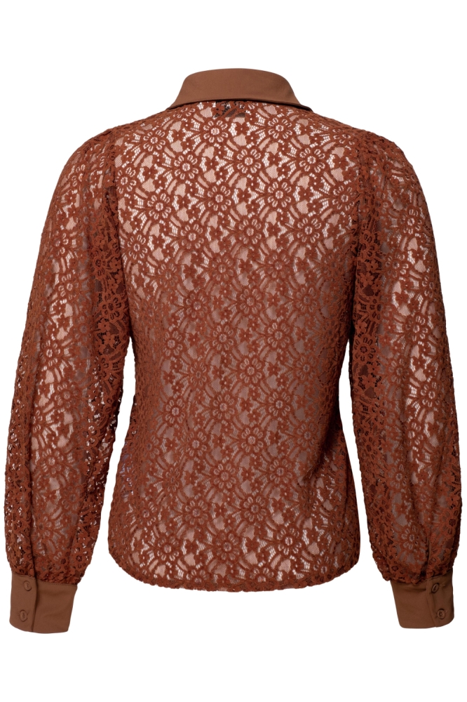 Kimara cognac dames blouse | Achteraanzicht