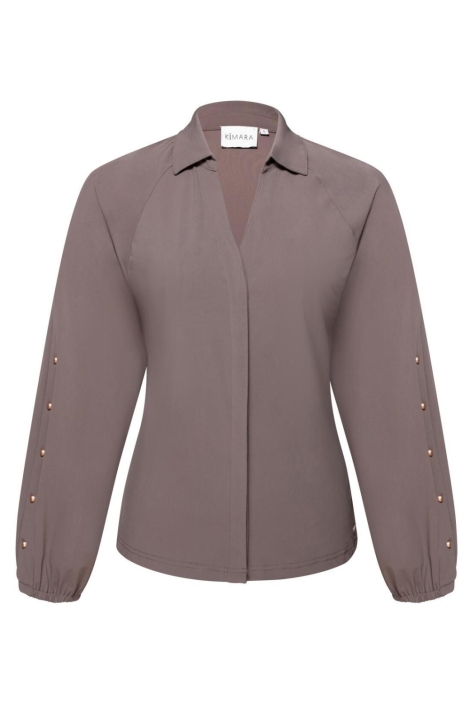 Kimara taupe dames blouse | Vooraanzicht