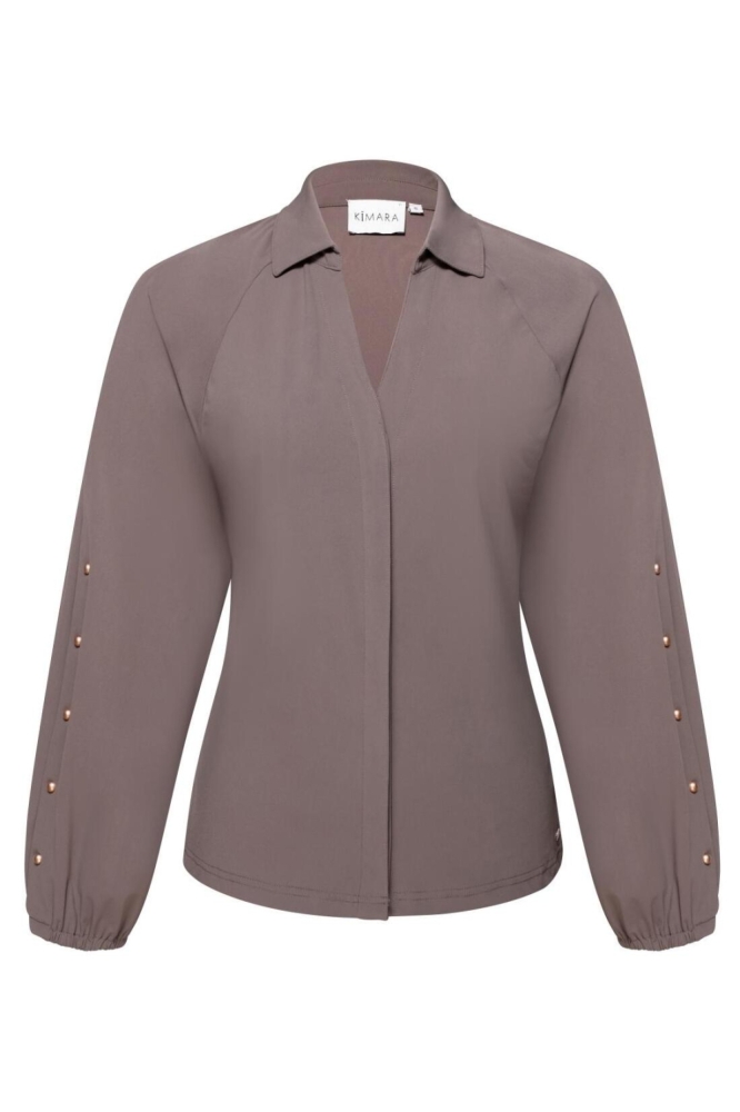 Kimara taupe dames blouse | Vooraanzicht