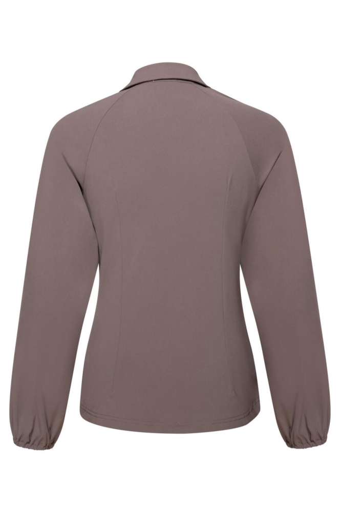 Kimara taupe dames blouse | Achteraanzicht