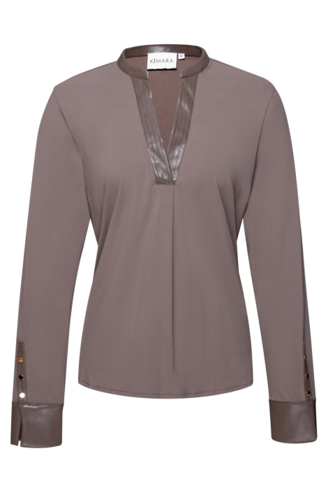 Kimara taupe dames blouse | Vooraanzicht