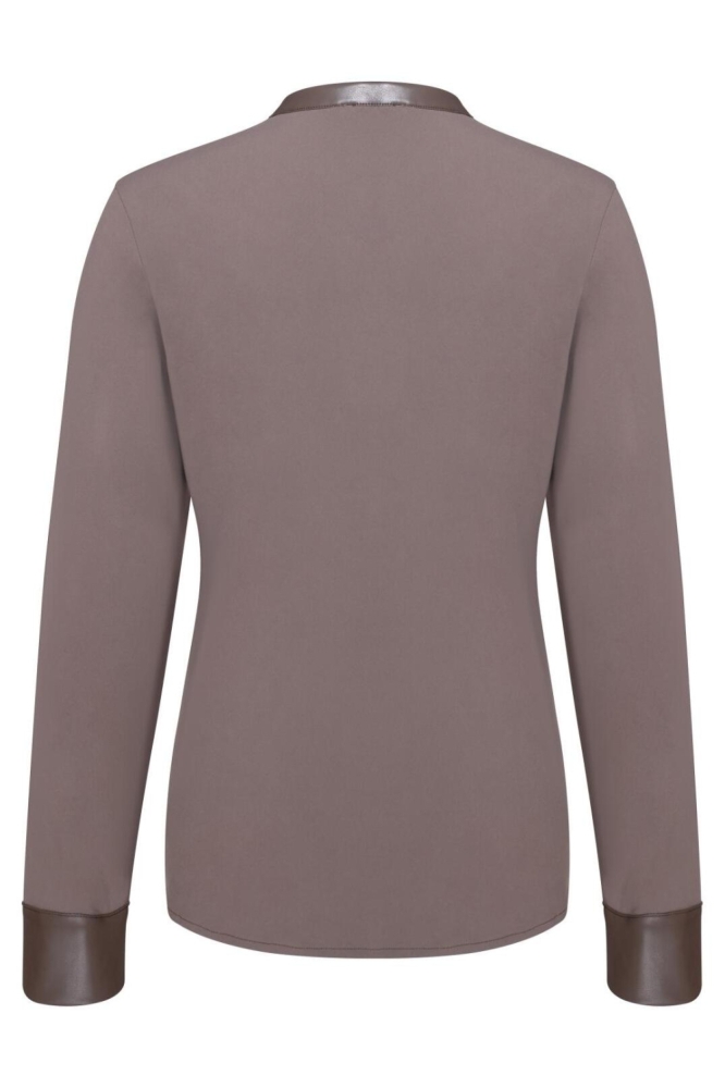 Kimara taupe dames blouse | Achteraanzicht
