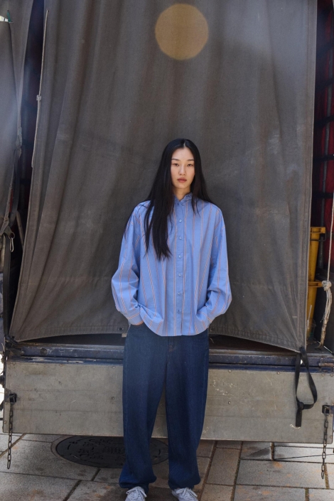 Ichi blauwe dames blouse | Sfeerbeeld, In situatie