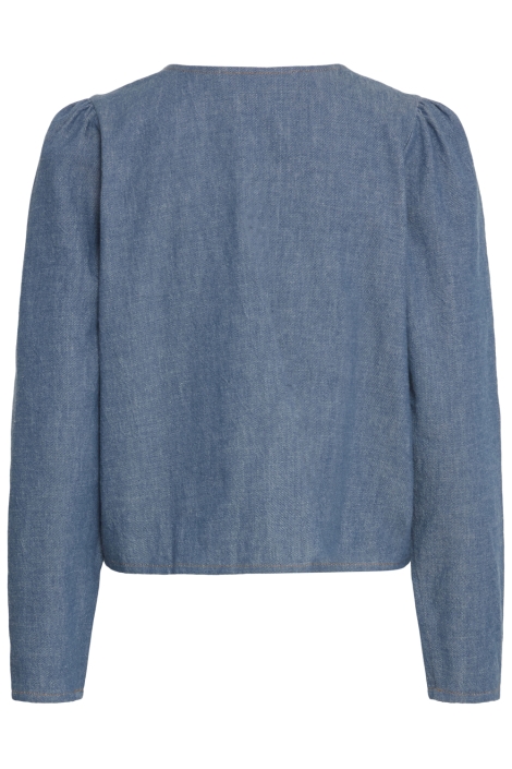 Ichi blauwe dames blouse | Achteraanzicht