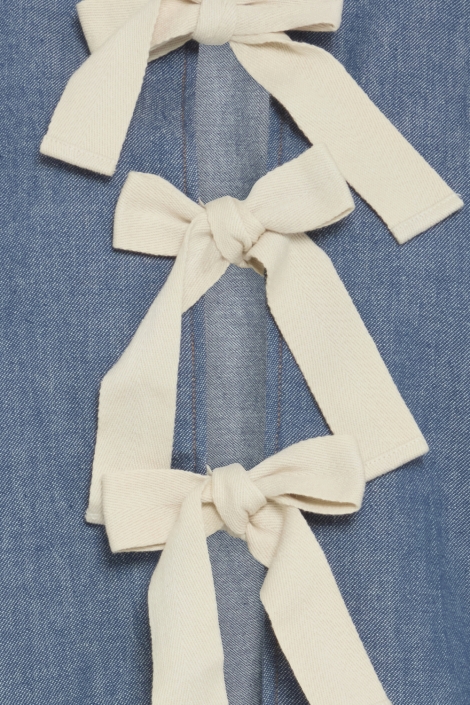 Ichi blauwe dames blouse | Close up