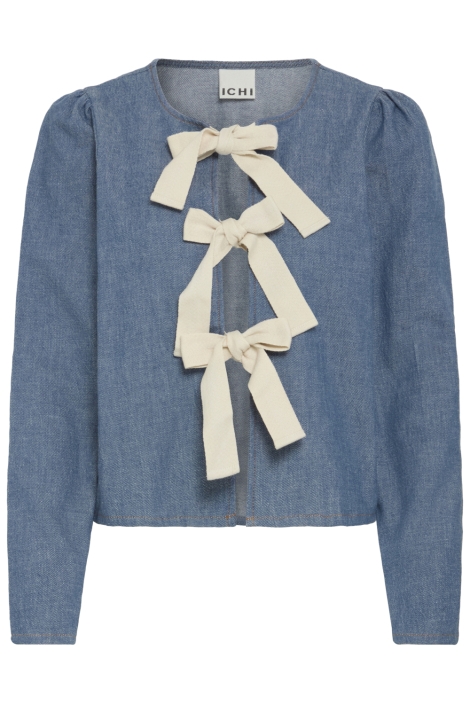 Ichi blauwe dames blouse | Vooraanzicht