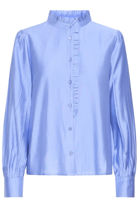 Ichi blauwe dames blouse | Vooraanzicht